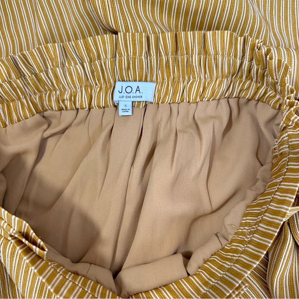 J.O.A. Sz S Just One Answer Wide Leg Cropped Pants Mustard Cream Flowy F… - Picture 10 of 16